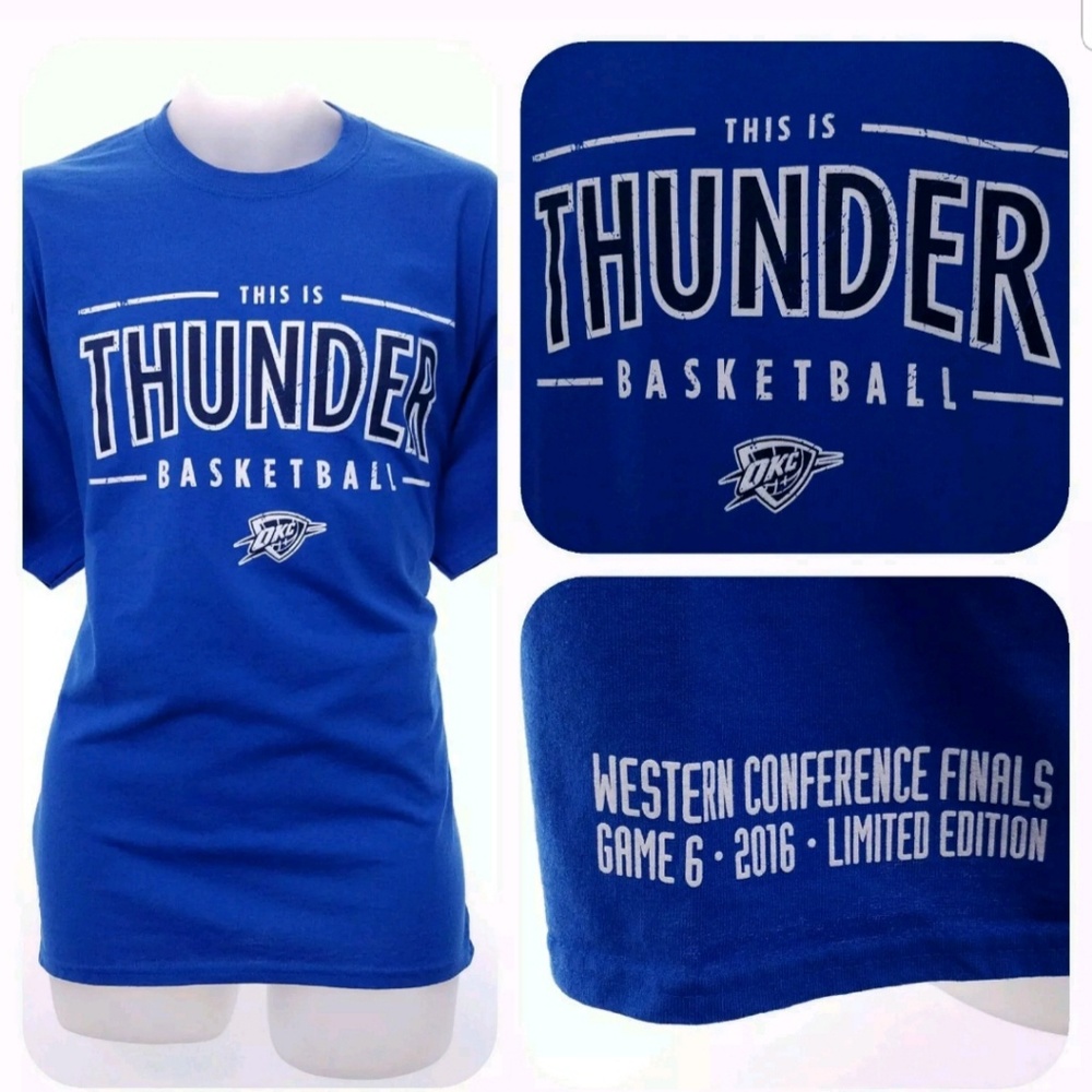 Vtg NBA OKC THUNDER XL Shirt 2016 Playoff VS WARRIORS
